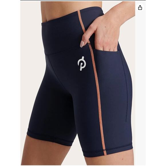 PELOTON Cadent Navy Biker Shorts with Side Pocket  // S - Picture 1 of 10